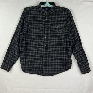 George Men's Long Sleeve Black Grey Plaid Shirt‎ Size XL (46-48)